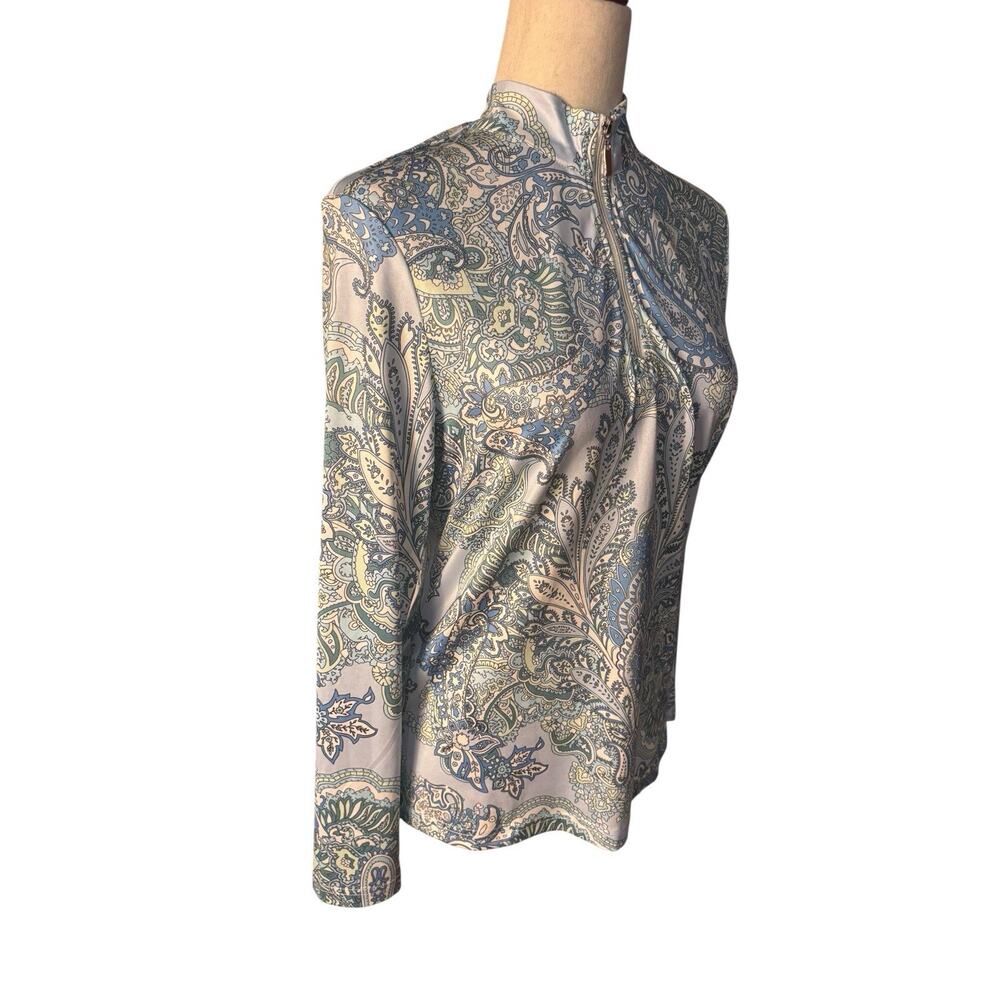 CEGOLFS Women's UPF 50+ Blue Paisley 1/4 zip L/S pullover top Size Small - Picture 4 of 7